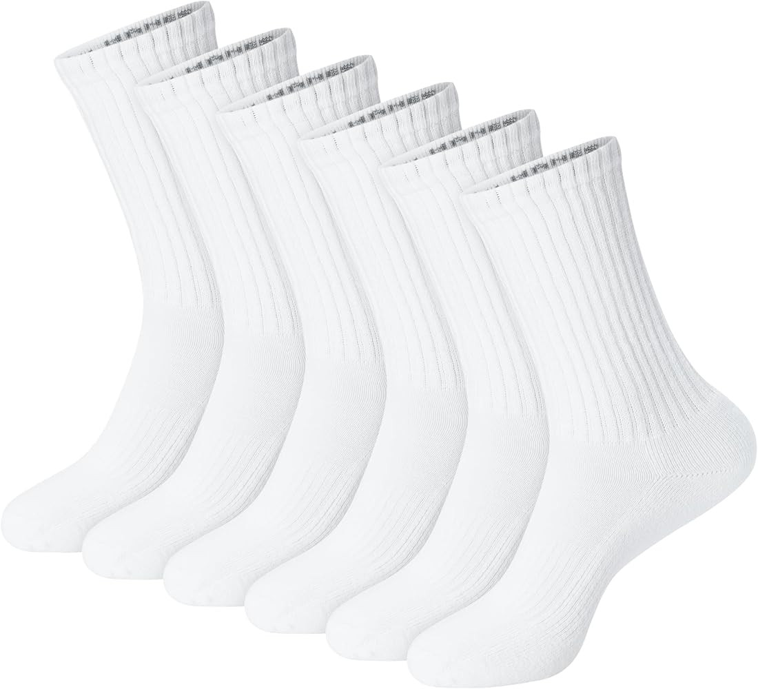 Hanes Unisex Plain White Socks Pack or Plain Black Socks Pack, Men's, Women's & Teen Sizes, Crew ... | Amazon (US)