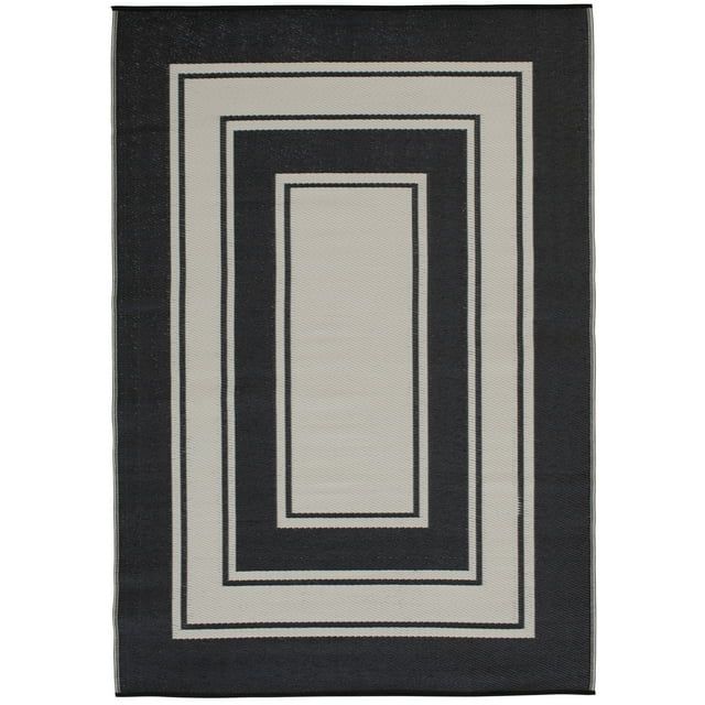 Mainstays Black Border Plastic Olefin Reversible Outdoor Rug, 5' x 7' | Walmart (US)