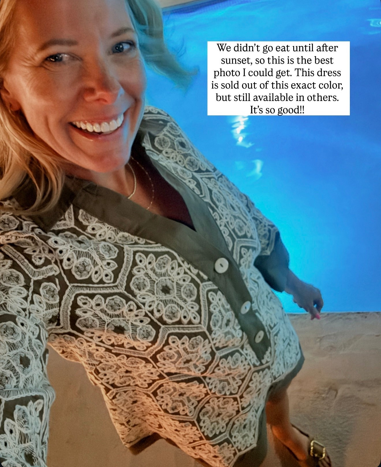 Tuckernuck crochet dress. Exact color sold out but linked the dress in a similar color. Size XS 

#LTKootd #LTKOver40