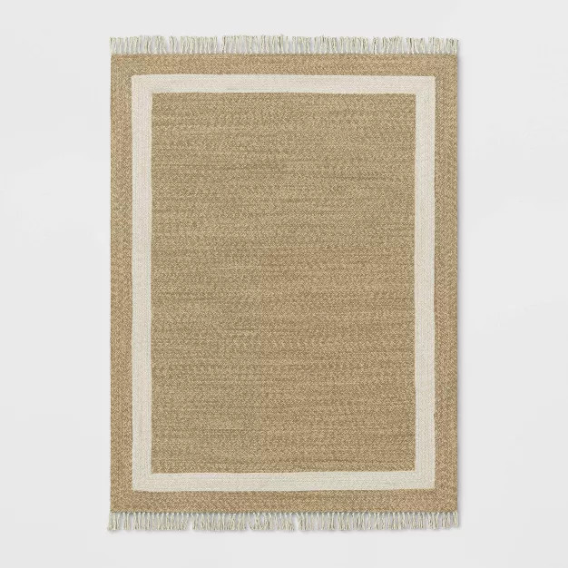 Braided Outdoor Rug with Fringe Neutral/Ivory - Threshold™ designed with Studio McGee | Target