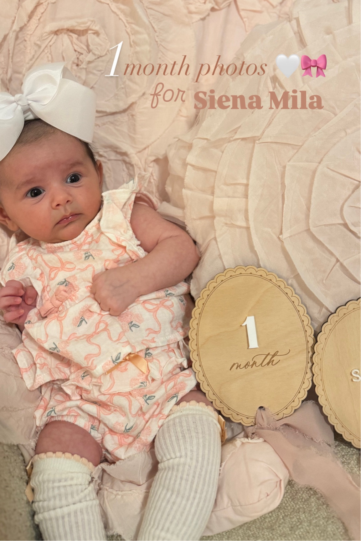 One-month milestone photos for my girl 🥹🤍🎀

#LTKmomlife #LTKMothersDay #LTKBaby