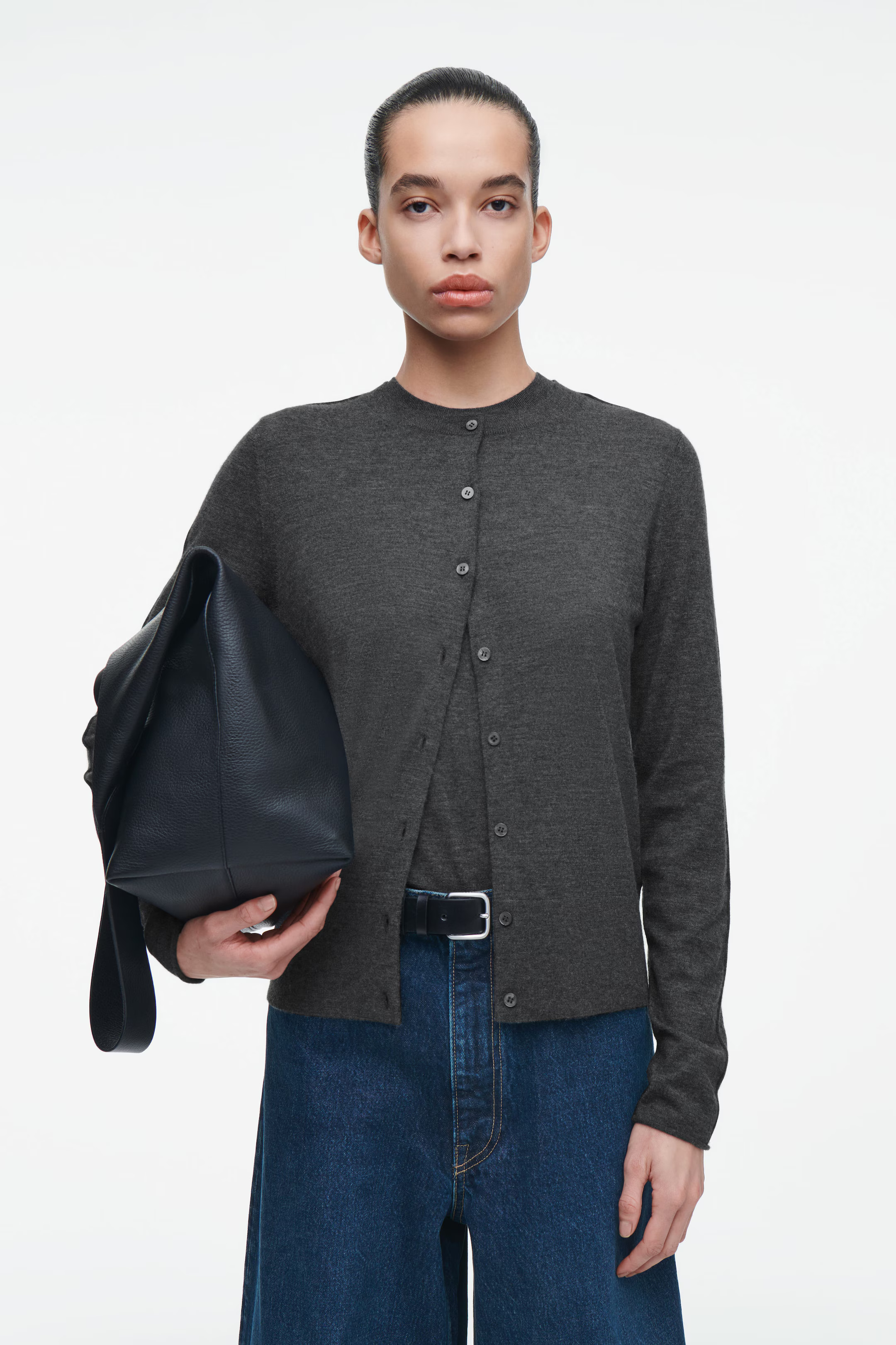 STRICKJACKE AUS FEINEM KASCHMIR - ANTHRAZITGRAU MELIERT | COS | COS (EU)