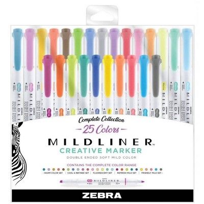 25ct Highlighters Mildliner Double Ended Standard Colors- Zebra | Target