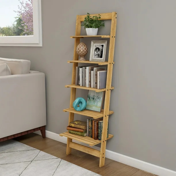 Lavish Home 5-Tier Ladder Shelf, Blonde Finish | Walmart (US)