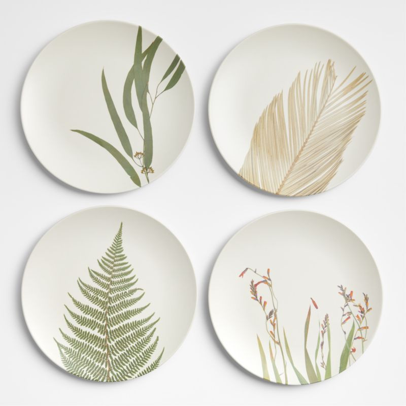 Botanical Bamboo Melamine Salad Plates, Set of 4 | Crate & Barrel | Crate & Barrel