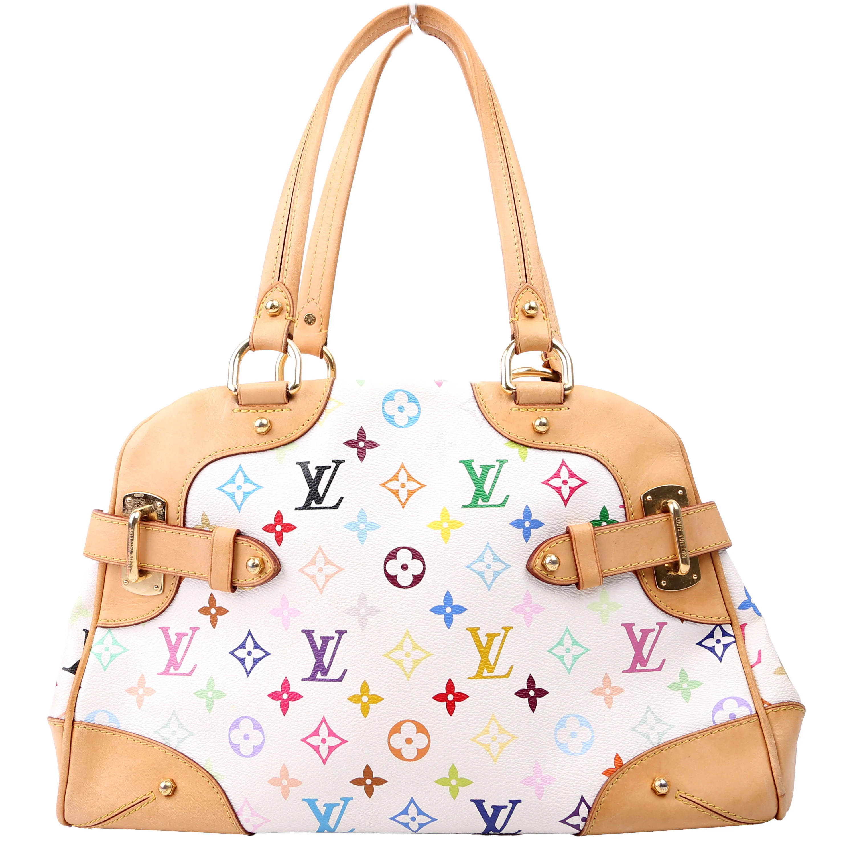 Claudia Multicolor Monogram White | Keeks Designer Handbags