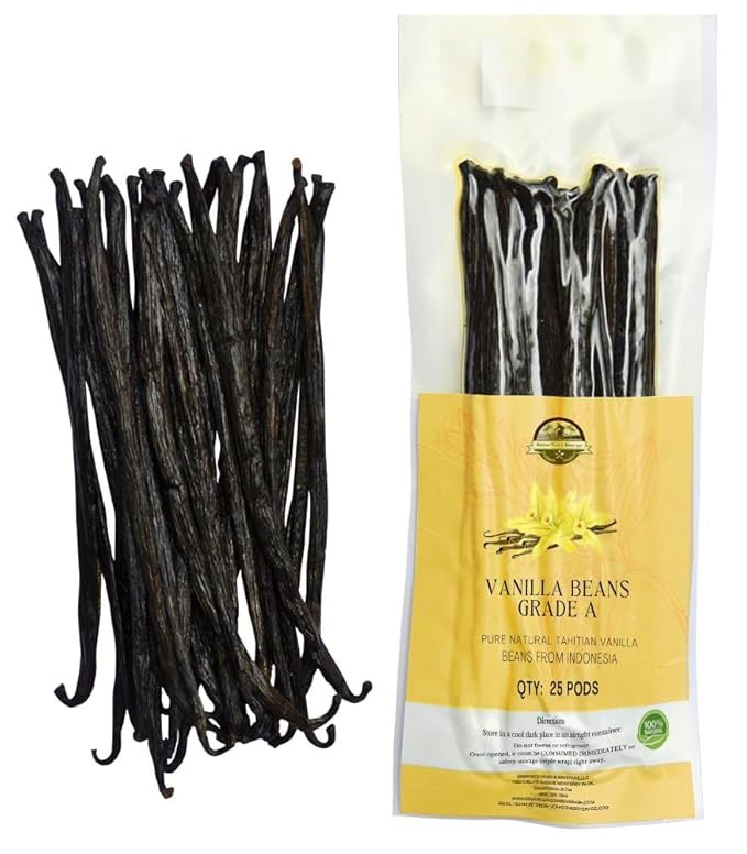 25 Plump Tahitian Vanilla Beans for Making Vanilla Extract, Vanilla Beans Grade A, Papua Vanilla ... | Amazon (US)
