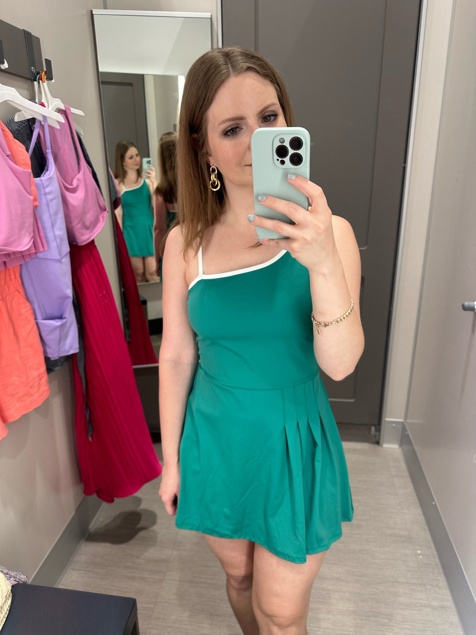 Cutest green tennis dress! Love the color and the cut! Wearing an S but could probably wear an XS. 

Tennis dress, tennis skirt, activewear, athleisure, workout clothes, vacation outfit


#LTKActive #LTKFitness #LTKFindsUnder50