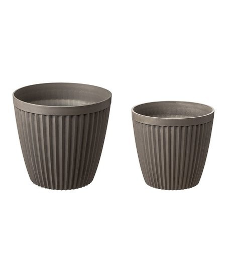 Gray Round Faux Concrete Planter - Set of Two | Zulily