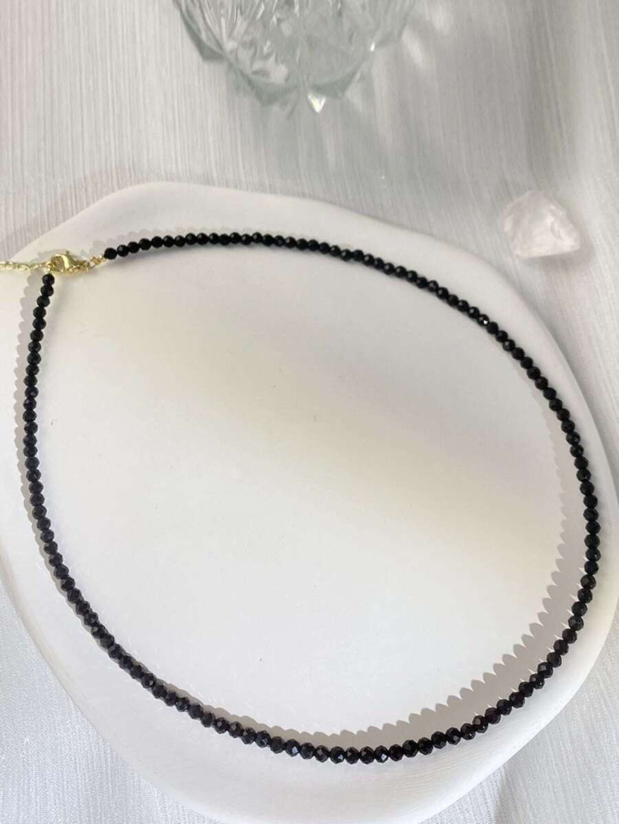 1pc Black Ultra-fine Cut Surface Artificial Crystal Women's Choker Necklace For Daily Wear | SHEIN