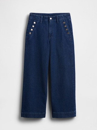 High Rise Stride Wide-Leg Ankle Sailor Jeans | Gap (US)