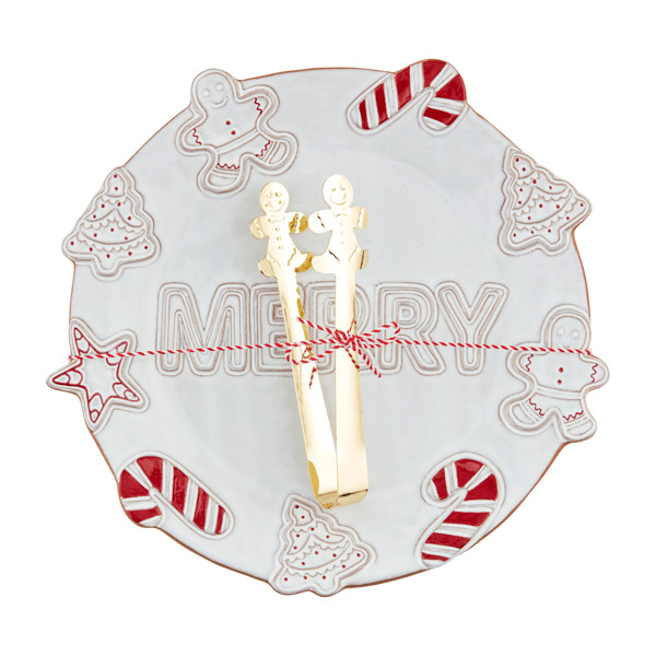 Merry cookie platter & tong set | Mud Pie