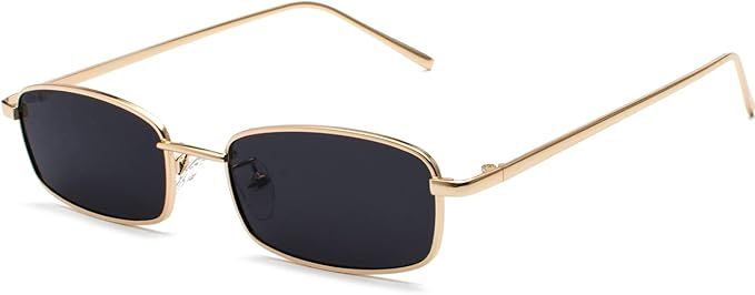 Dollger Retro Rectangle Sunglasses for Women Men Square Narrow Hip Hop Small Frame Sun Glasses | Amazon (US)