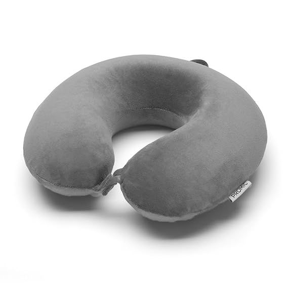 PROMIC Travel Pillow - Memory Foam Neck Roll Extreme Comfort with Plush Velvet Cover - Provides R... | Amazon (US)