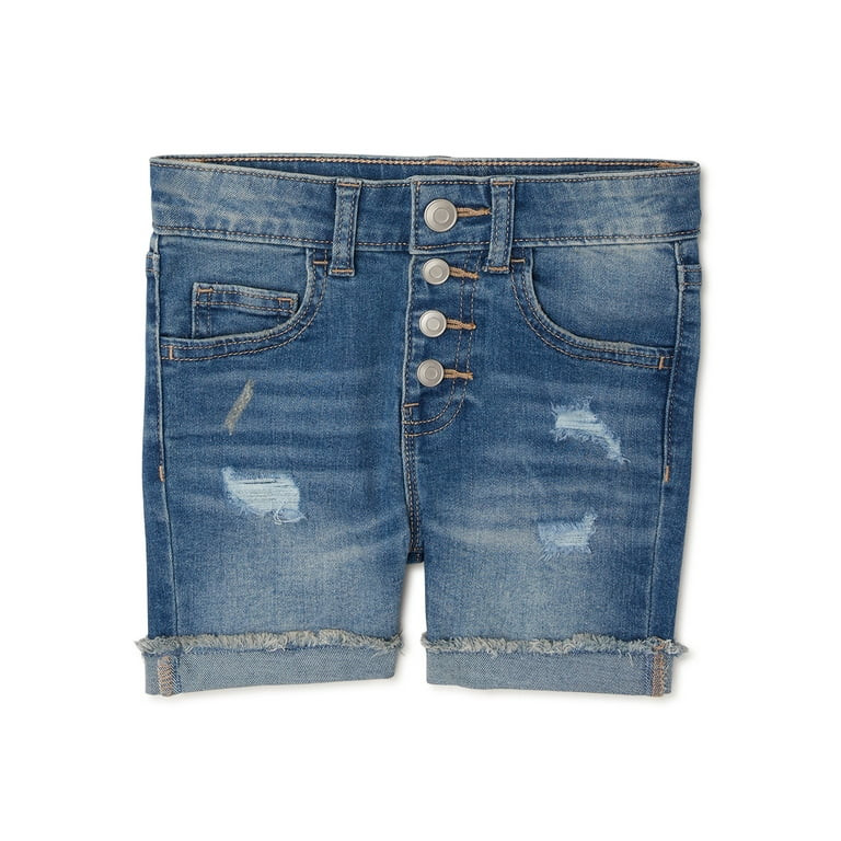 Wonder Nation Girls Distressed Denim Shorts, Sizes 4-18 & Plus | Walmart (US)