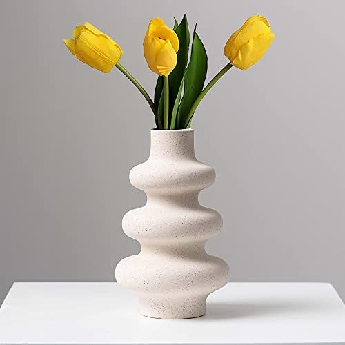 Steviieden Ceramic Vase, Modern Dried Flower Vase, Beige Round Vase, Pampas Flower Vase, Boho Hom... | Amazon (US)