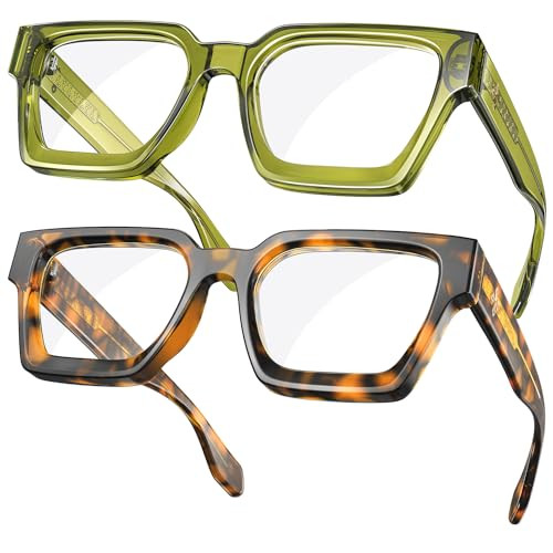 VISOONE 2 Pack Blue Light Blocking Glasses Rectangle Frame and Chic Preppy Look for Women Men RIVER | Amazon (US)
