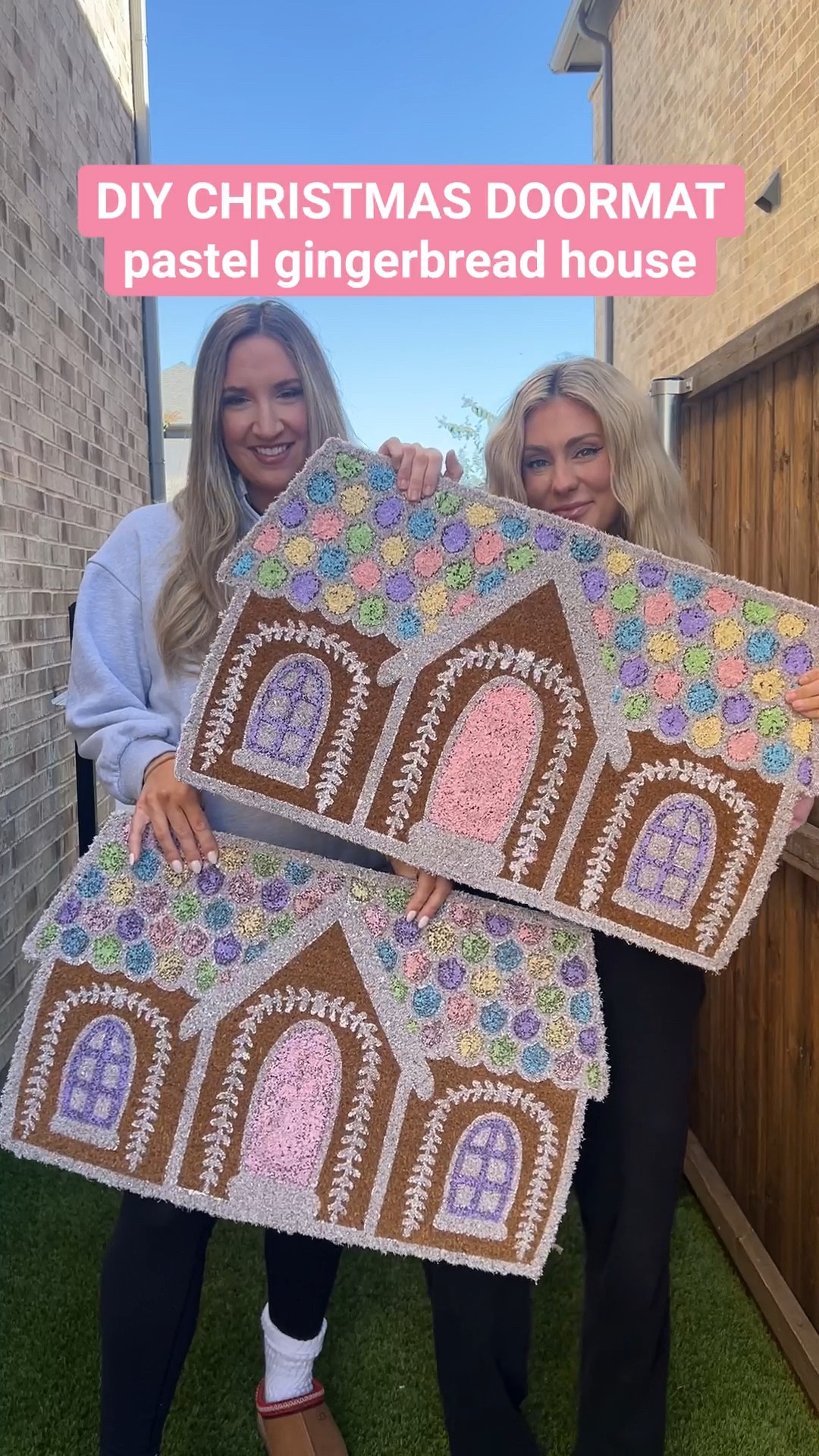 DIY pastel Christmas doormats you can use for your front porch! Simply use this craft paint and create your own pastel gingerbread Christmas door mat of your dreams! Holiday outdoor decor, Christmas outdoor decor, home decor, Christmas diy 

#LTKHome #LTKHoliday #LTKSeasonal