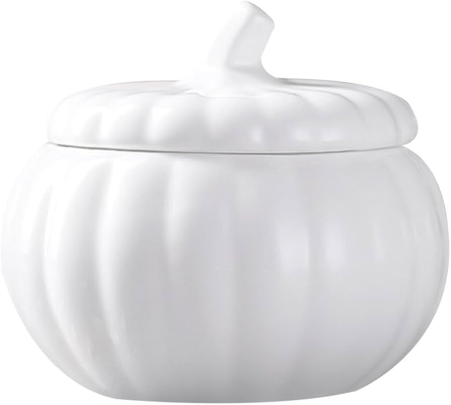 Luxshiny Ceramic Pumpkin Soup Bowl with Lid Japanese Style Stew Soup Bowl 4.5 Inch Covered Microw... | Amazon (US)