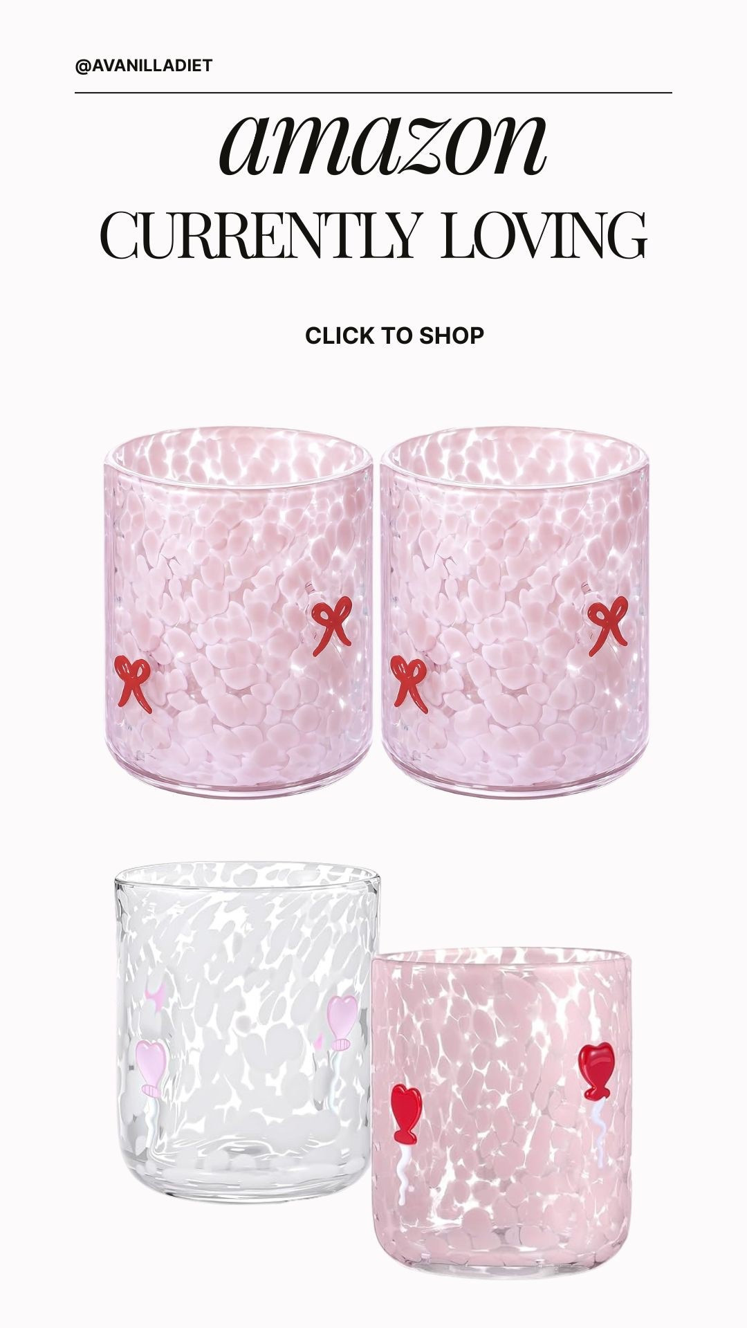 💘 Amazon currently loving 💘
Fun, festive glassware that’s perfect for Valentine’s Day hosting or a cozy night in 🥂✨

#amazonfinds #valentinesday #glassware #hostingfinds #amazonhome #ltkhome #valentinesinspo #homefavorites

#LTKValentine #LTKSeasonal #LTKHome