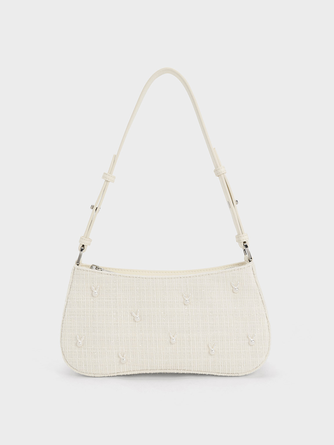 Chalk Bunny Tweed Shoulder Bag | CHARLES & KEITH | Charles & Keith US