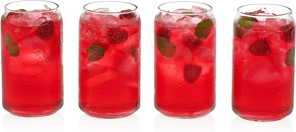 Libbey Classic Can Tumbler Glasses Set of 4, Clear Kitchen Glassware Sets for Beverages and Cockt... | Amazon (US)