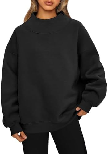Women's Oversized Mock Neck Sweatshirt, Mock Neck Sweatshirt Women, Slit Mock Neck Oversized Swea... | Amazon (US)