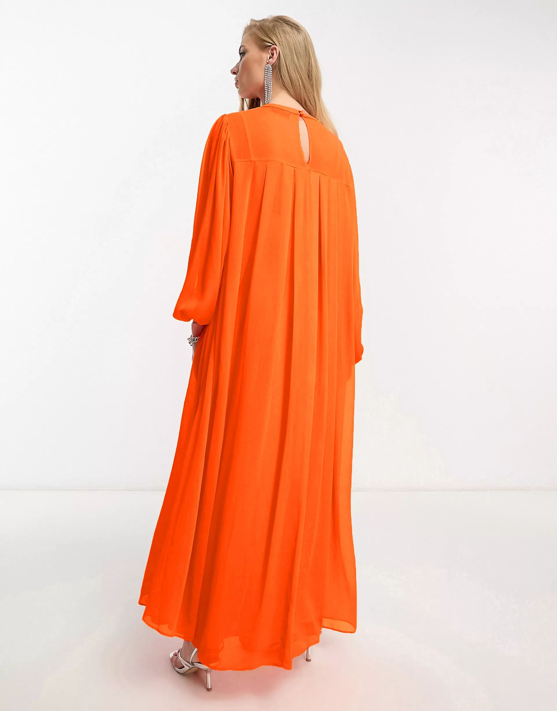 ASOS EDITION shirred bust oversized maxi dress in bright orange | ASOS (Global)