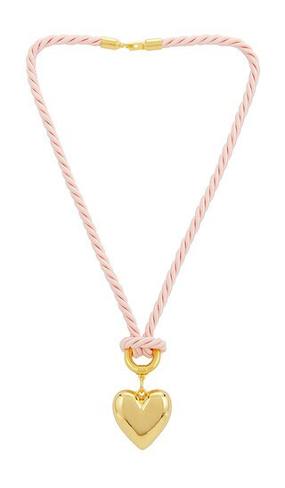 Timeless Pearly Pink Heart Necklace in Metallic Gold. | Revolve Clothing (Global)