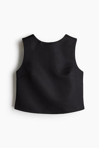 H & M - Bow-Detail Deep-Back Top - Black | H&M (US + CA)