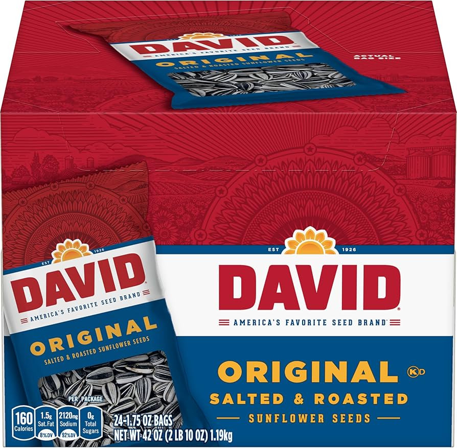 DAVID Sunflower Seeds, Original Flavor, Easter Basket Stuffer for Baseball Players, 1.75 oz. (Pac... | Amazon (US)