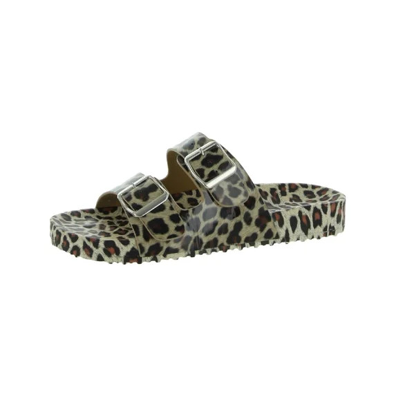 MADDEN GIRL Womens Brown Animal Print Adjustable Teddy Round Toe Platform Buckle Slide Sandals 8 ... | Walmart (US)