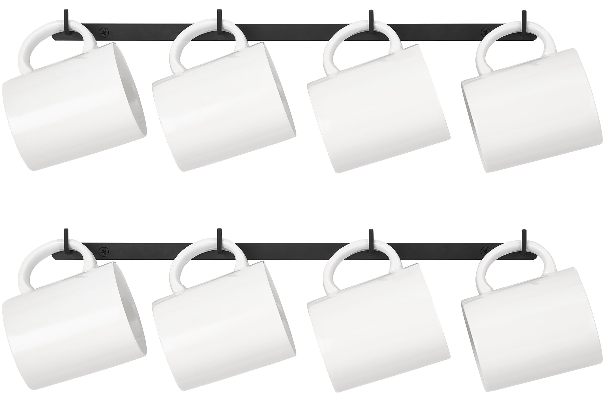 Dahey Metal Coffee Mug Rack Wall Mounted with 8 Hooks, Set of 2, Mug Display Rack Cup Holder Storage for Kitchen Dining Room Coffee Bar, Black | Amazon (US)