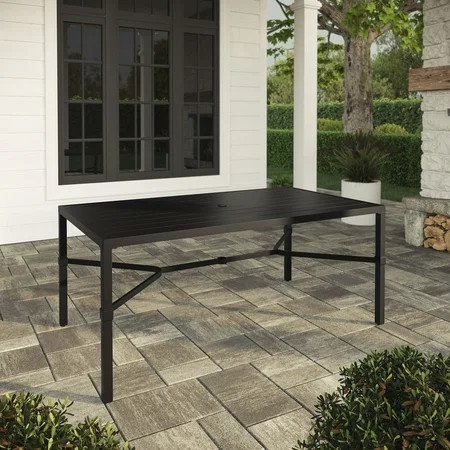 My Texas House Cambria Rectangular Steel Outdoor Coffee Table, Black | Walmart (US)