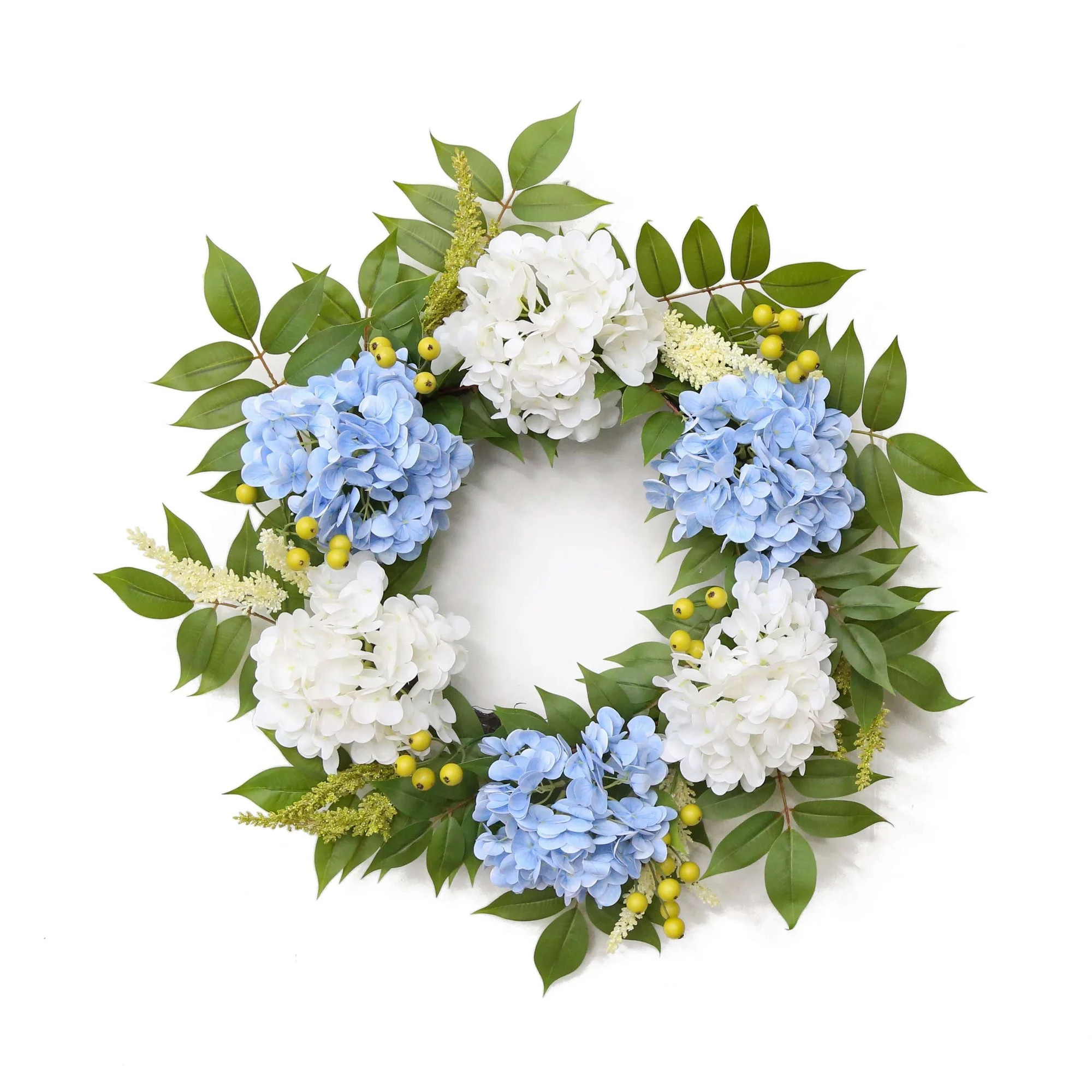 Blue And White Artificial Hydrangea Wreath, 24", by My Texas House | Walmart (US)