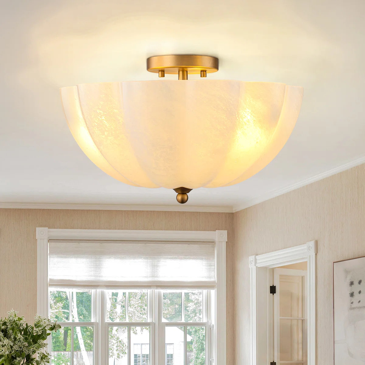 3-light Glass Semi Flush Mount | Wayfair North America