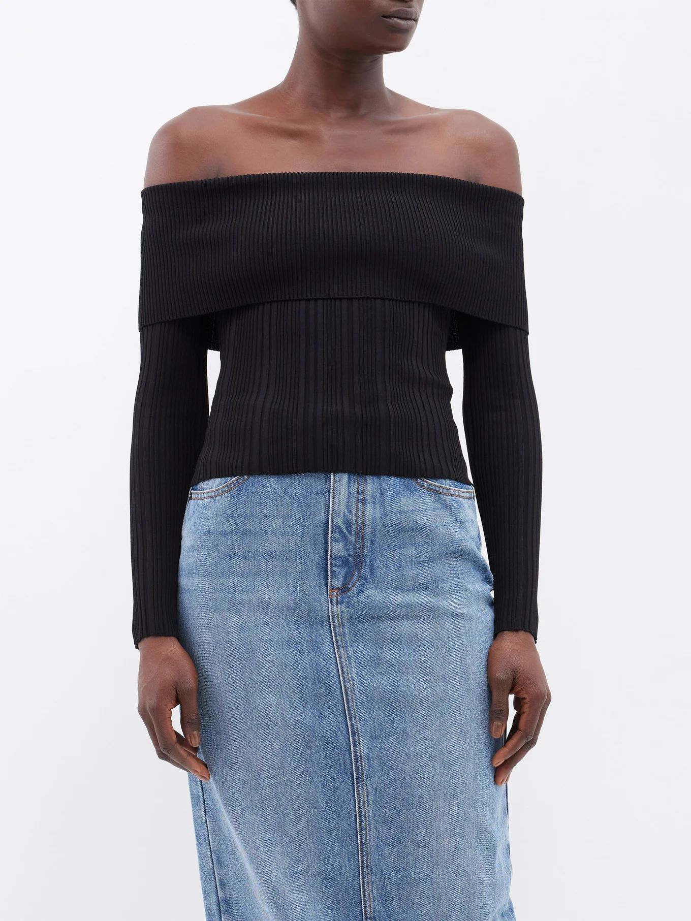 Off-the-shoulder ribbed-jersey top | Matches (UK)