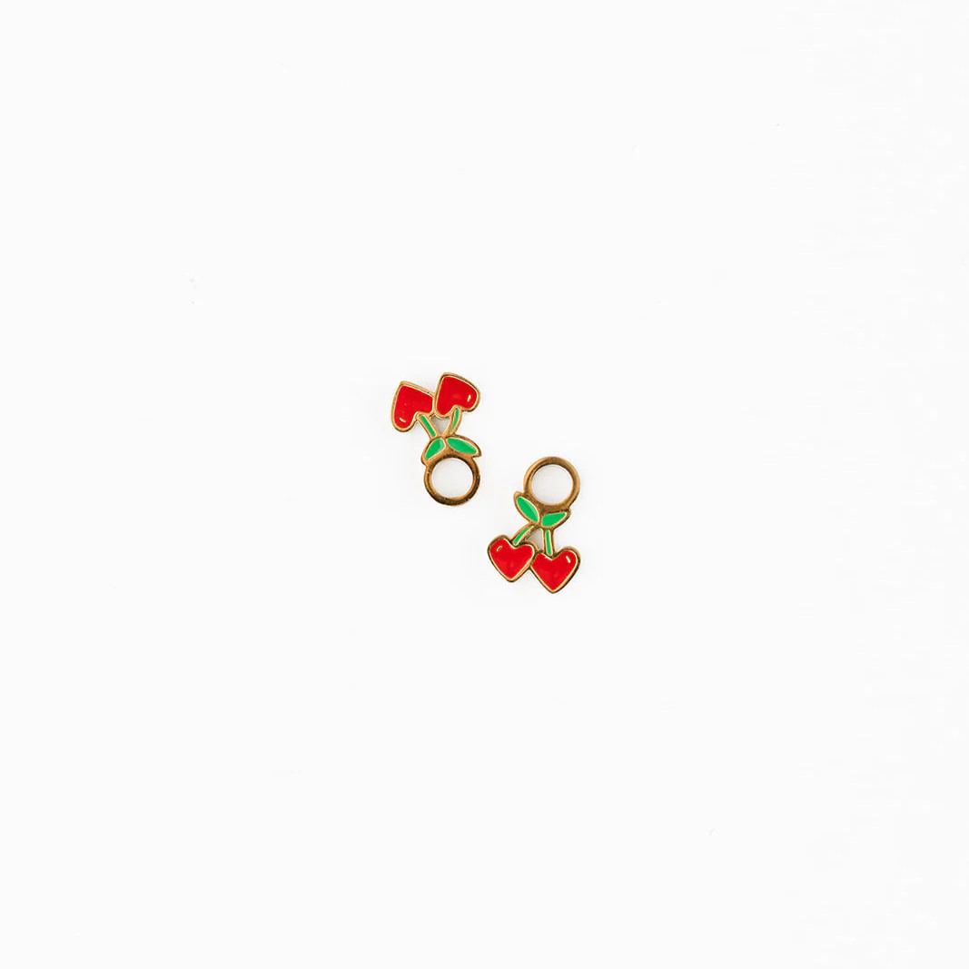 Enamel Cherry Hoop Earring Charm | Pip Pop Post