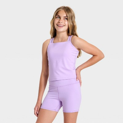 Girls' Ladder Trim Active Tank Top - All In Motion™ Lilac Purple M | Target