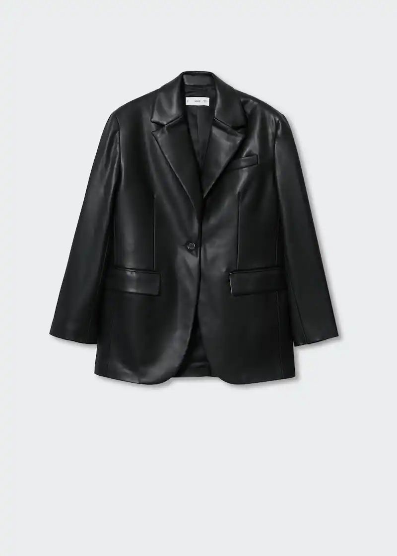 Leather-effect oversized blazer | MANGO (US)