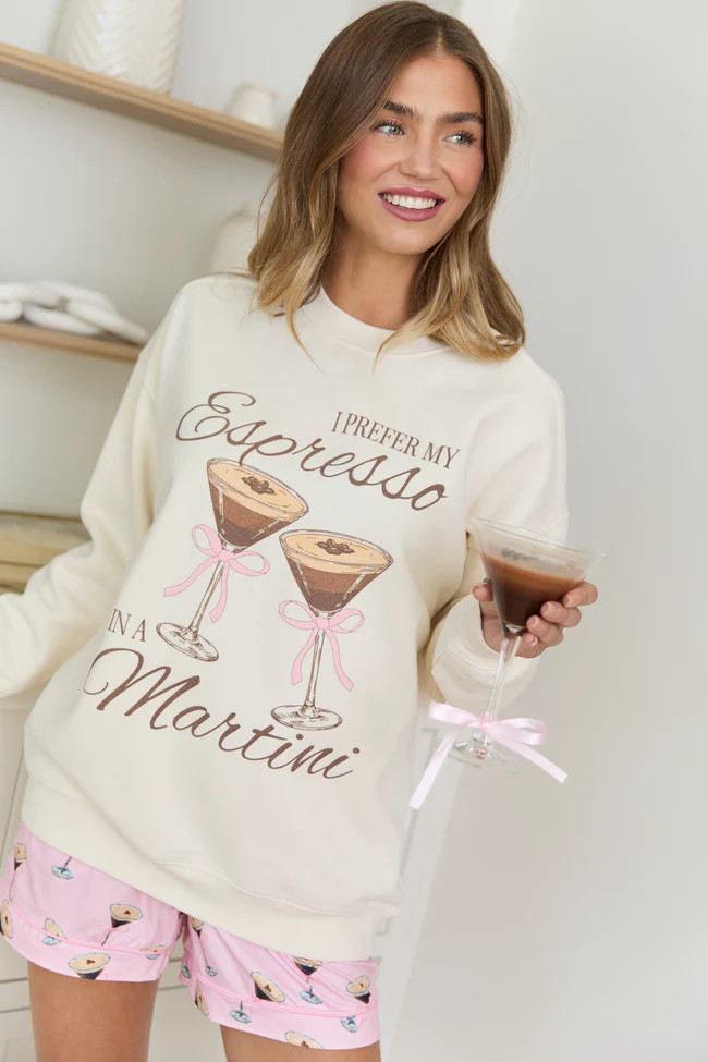 Espresso Martini Cream Graphic Sweatshirt SALE | Pink Lily