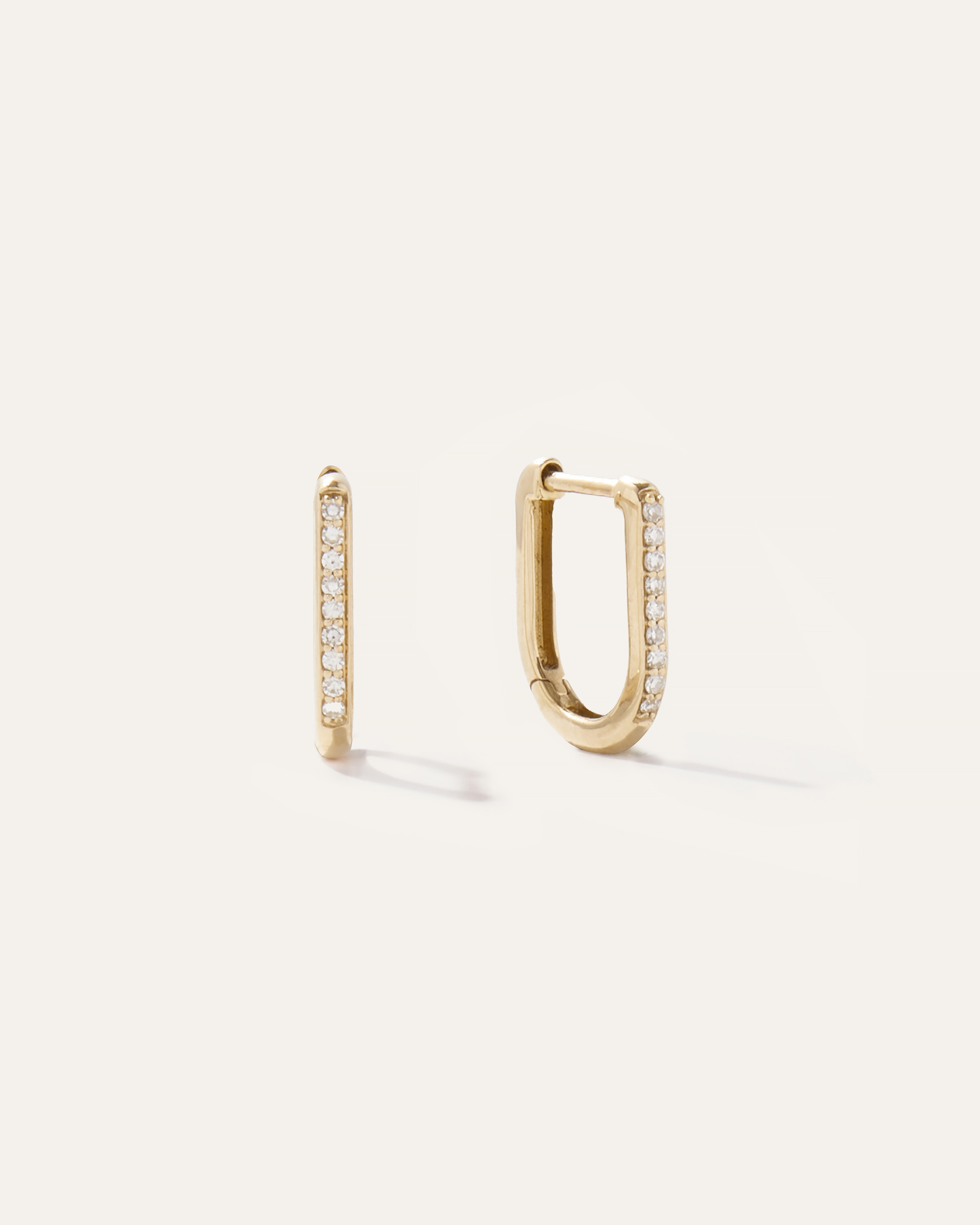 14K Gold Diamond Pave U Huggie Hoops | Quince
