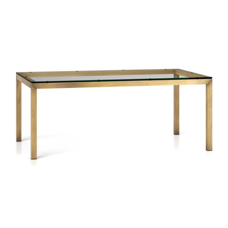Parsons Clear Glass Top/ Brass Base 72x42 Dining Table + Reviews | Crate and Barrel | Crate & Barrel