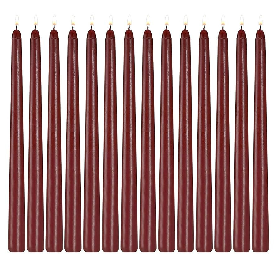 14 Pack Dark Red Taper Candles 12 Inch Tall 3/4 Inch Thick Burn 10 Hours (Burgundy) | Amazon (US)