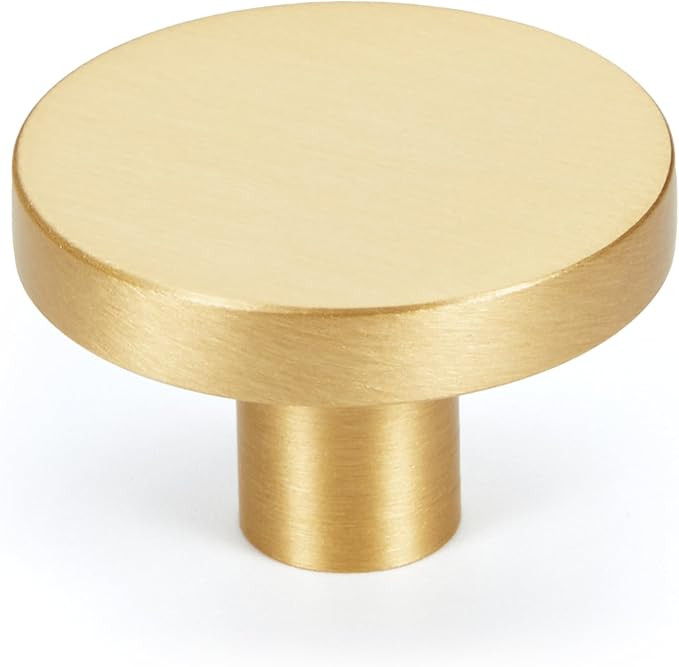 2-Pack Gold Kitchen Cabinet Knobs, Solid Brass Knobs for Dresser Drawer, Round Minimalist Bathroo... | Amazon (US)