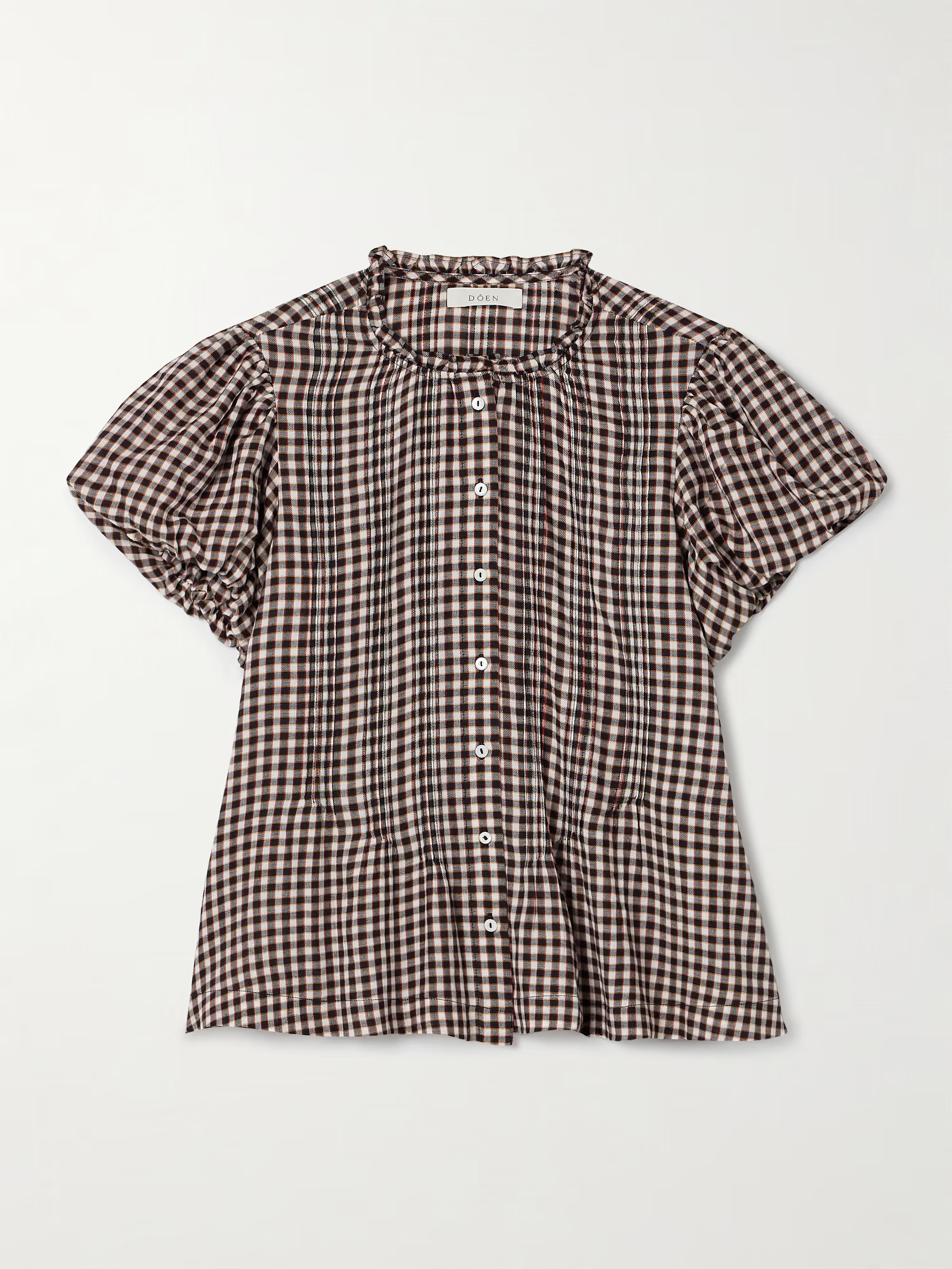 Millie ruffled checked organic cotton-voile blouse | NET-A-PORTER (US)