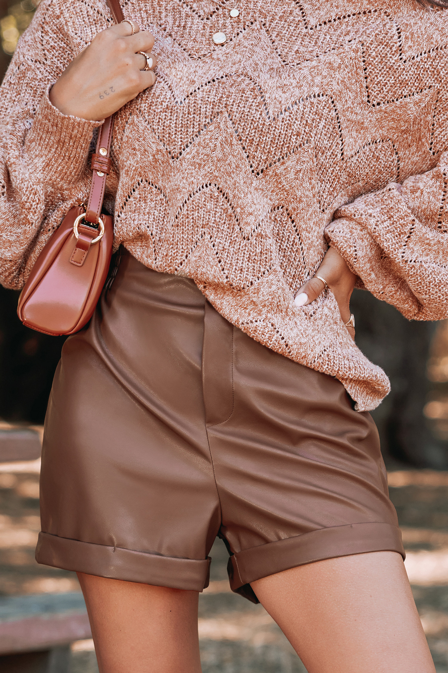 Faux Leather Smocked High Waist Shorts | Cupshe US