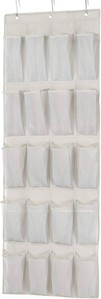Amazon Basics 20 Large Pocket Over-the-Door Hanging Shoe Organizer, Grayish Tan | Amazon (US)