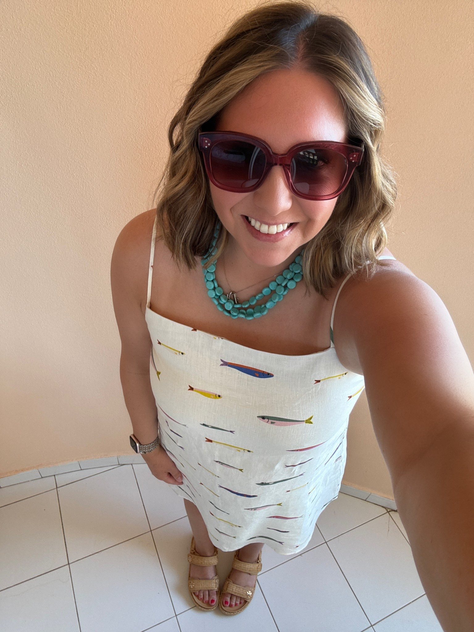 Last night in St. Tropez. Sad to leave but ready to smooch the puppies. I love this fun print on this dress and felt perfect to wear by the sea. I added a fun necklace and my pink sunnies for a bit more color  

#LTKTravel #LTKShoeCrush #LTKSummerEdit
