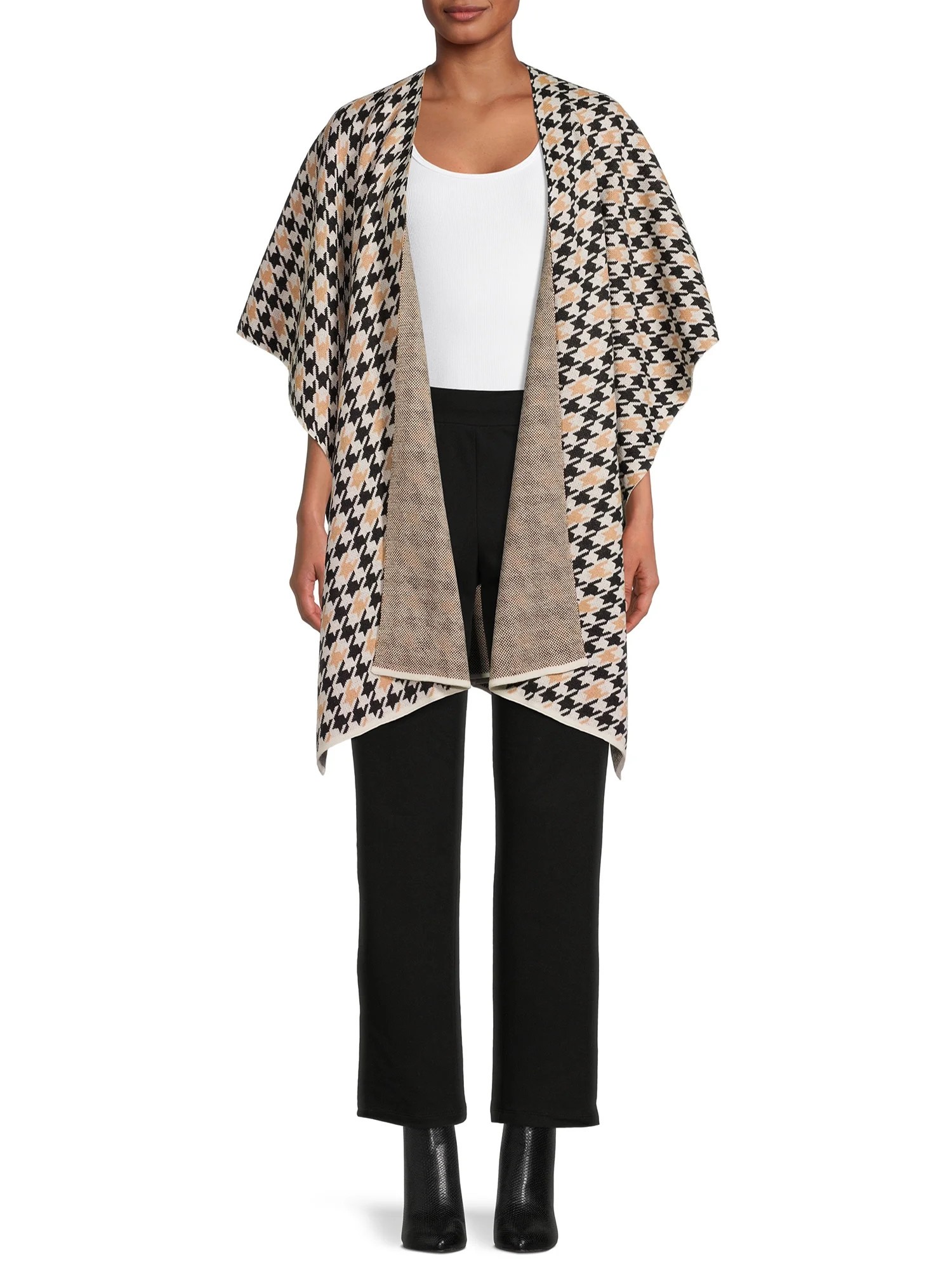 Time and Tru Adult Women's Houndstooth Print Wrap - Walmart.com | Walmart (US)